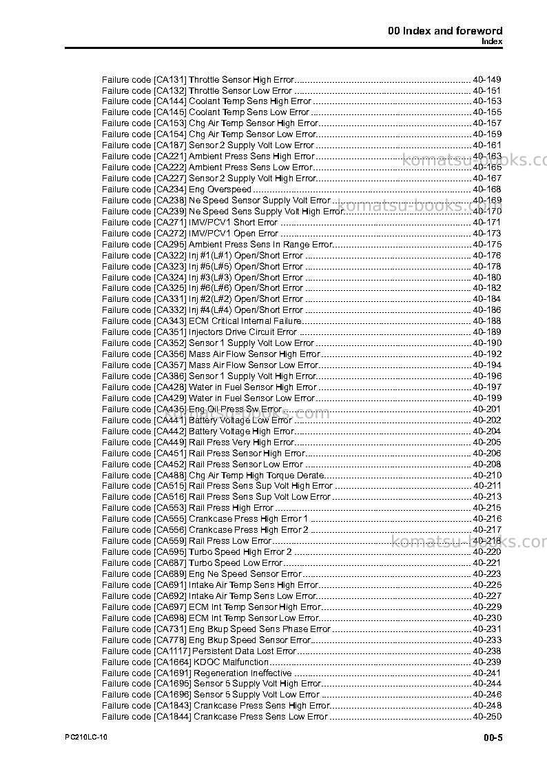 Komatsu pc210lc-10usa Repair & maintenance cover Page 7 Komatsu pc210lc-10usa Repair & maintenance cover Page 7