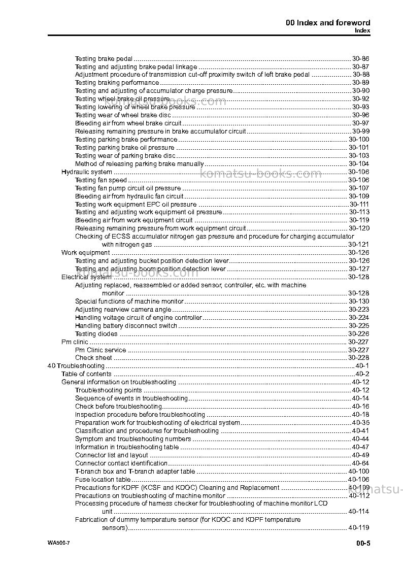 Komatsu wa500-7usa Repair & maintenance cover Page 7