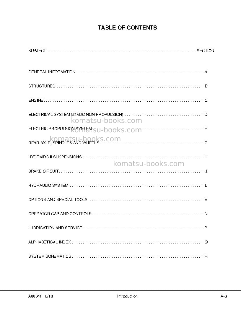 Komatsu 930e-4usa Repair & maintenance cover Page 7 Komatsu 930e-4usa Repair & maintenance cover Page 7