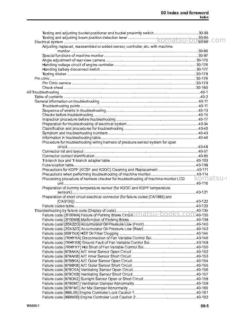 Komatsu wa320-7usa Repair & maintenance cover Page 7 Komatsu wa320-7usa Repair & maintenance cover Page 7