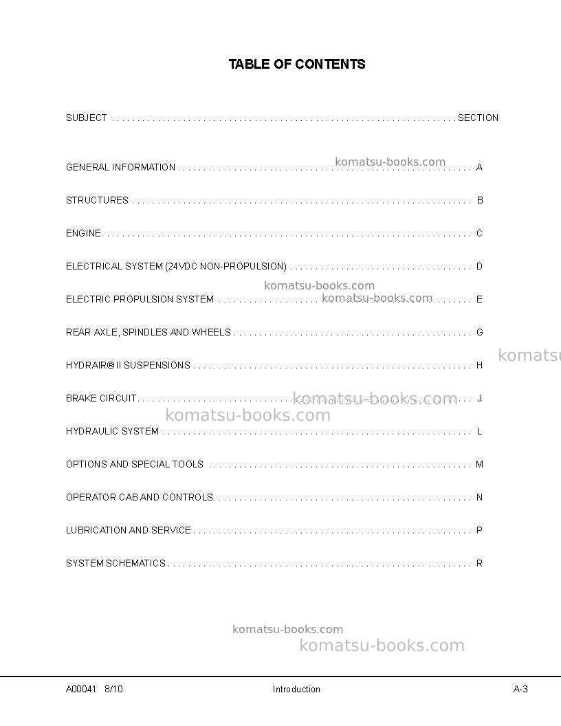 Komatsu 930e-4usa Repair & maintenance cover Page 7 Komatsu 930e-4usa Repair & maintenance cover Page 7