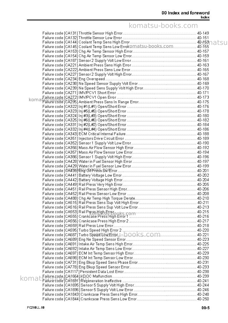 Komatsu pc210ll-10usa Repair & maintenance cover Page 7 Komatsu pc210ll-10usa Repair & maintenance cover Page 7