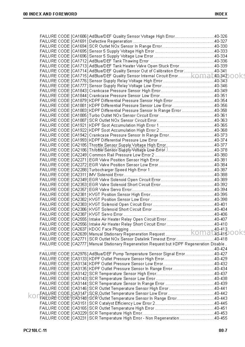 Komatsu pc210lc-11usa Repair & maintenance cover Page 7 Komatsu pc210lc-11usa Repair & maintenance cover Page 7
