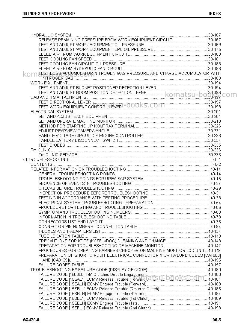 Komatsu wa470-8usa Repair & maintenance cover Page 7 Komatsu wa470-8usa Repair & maintenance cover Page 7