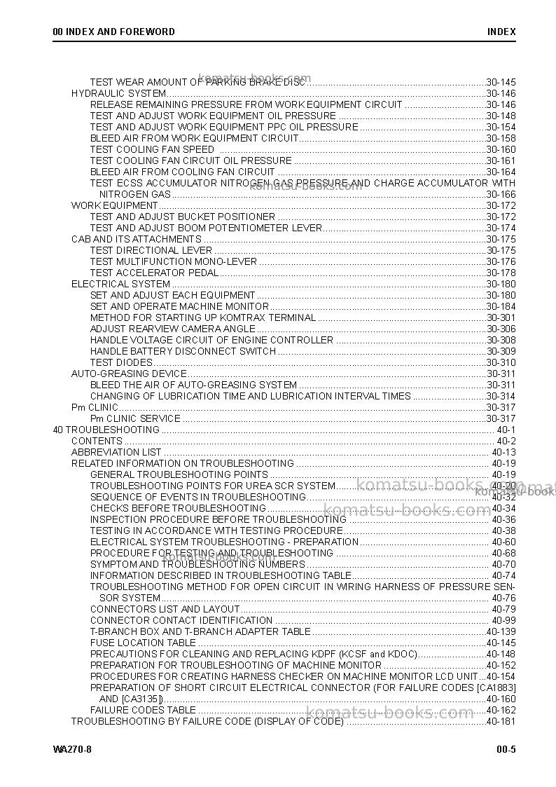 Komatsu wa270-8usa Repair & maintenance cover Page 7
