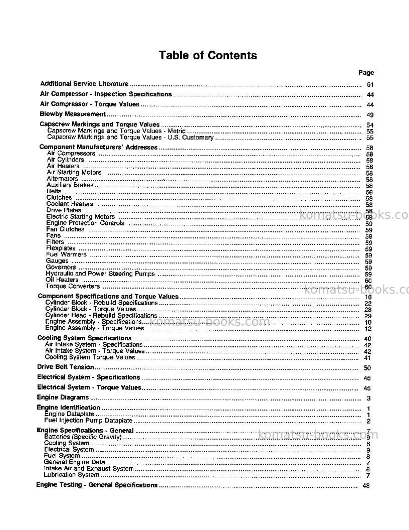 Komatsu 538 Repair & maintenance cover Page 7 Komatsu 538 Repair & maintenance cover Page 7