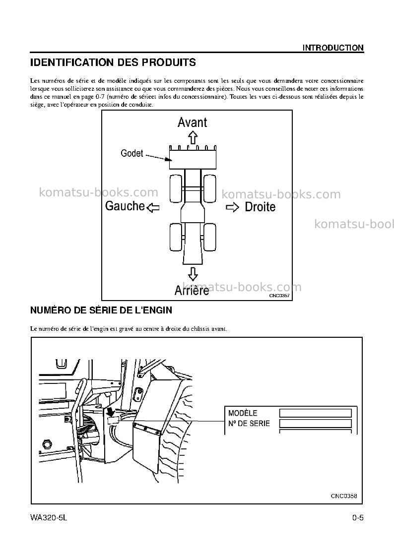Komatsu wa320-5usa-l Manuel d'utilisation couverture Page 7 Komatsu wa320-5usa-l Manuel d'utilisation couverture Page 7