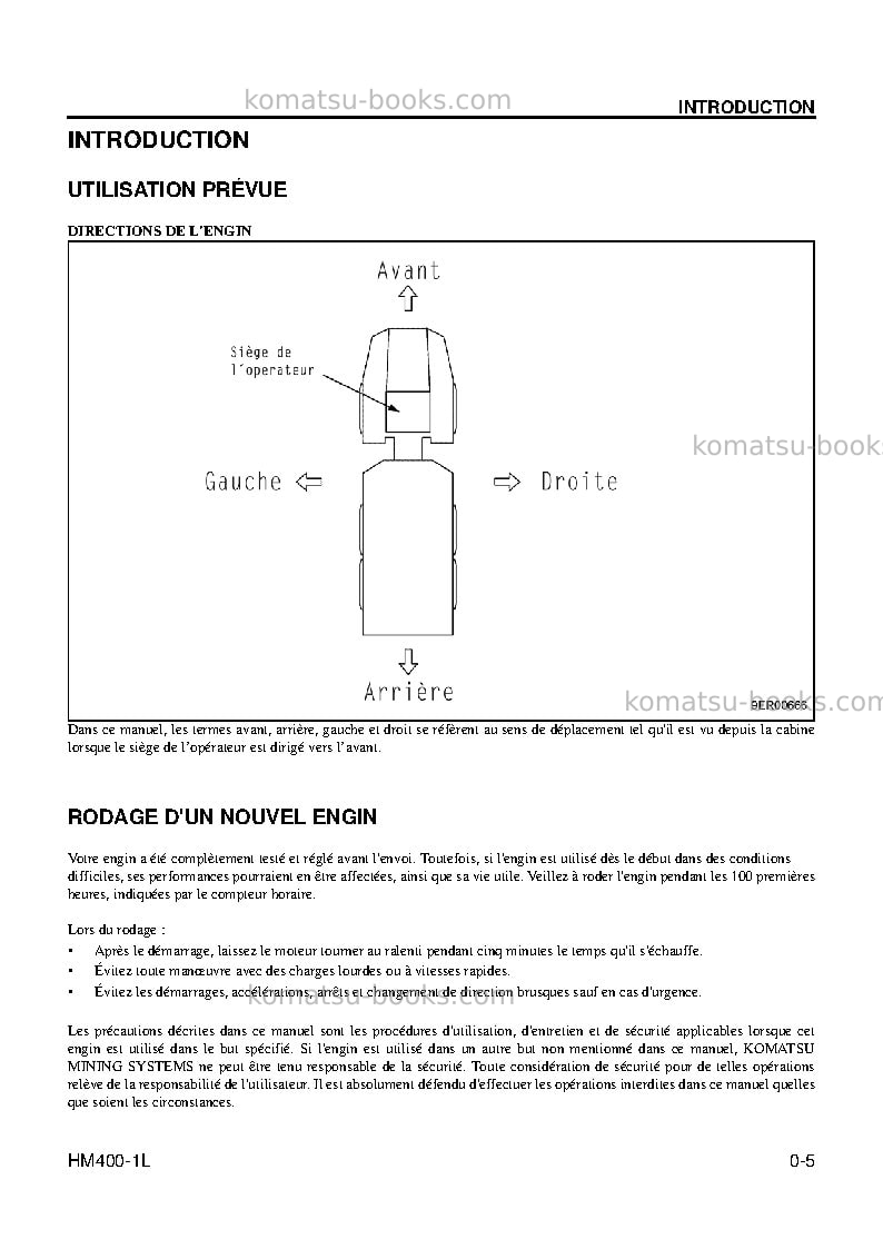 Komatsu hm400-1usa-l Manuel d'utilisation couverture Page 7