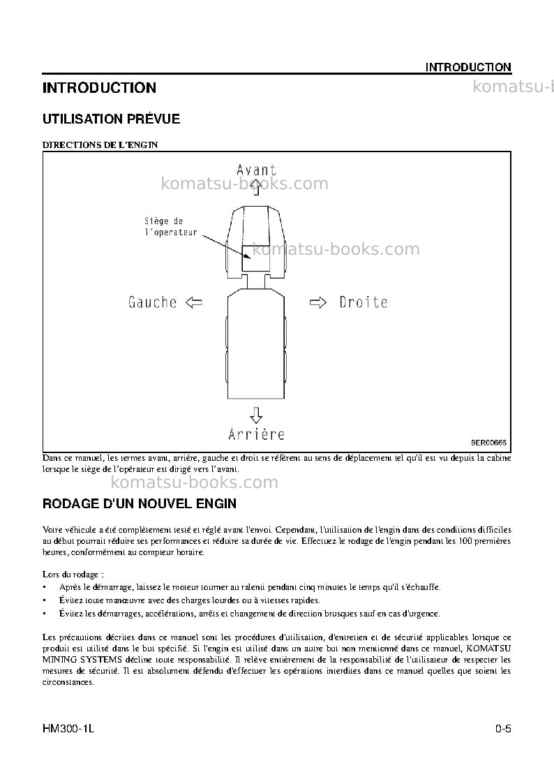 Komatsu hm300-1usa-l Manuel d'utilisation couverture Page 7 Komatsu hm300-1usa-l Manuel d'utilisation couverture Page 7