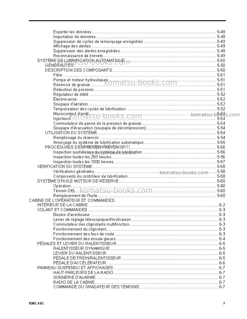 Komatsu 930e-4usa-se Manuel d'utilisation couverture Page 7 Komatsu 930e-4usa-se Manuel d'utilisation couverture Page 7