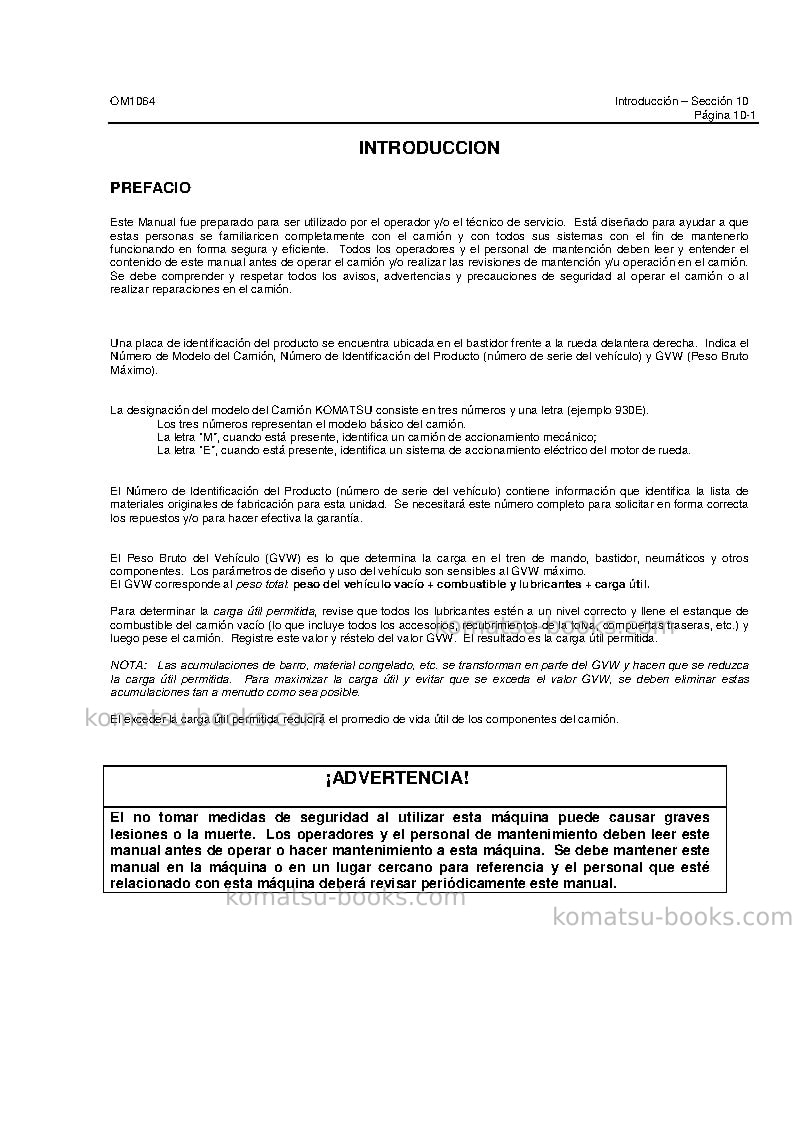 Komatsu 930e-4usa-se Manual de operación cover Page 7 Komatsu 930e-4usa-se Manual de operación cover Page 7