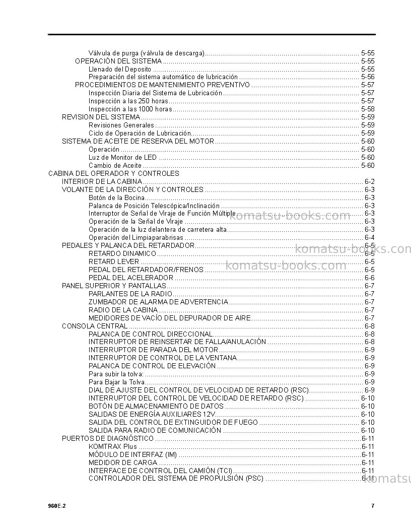 Komatsu 960e-2usa Manual de operación cover Page 7 Komatsu 960e-2usa Manual de operación cover Page 7