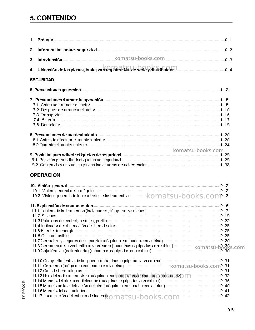 Komatsu d155ax-5jpn Manual de operación cover Page 7