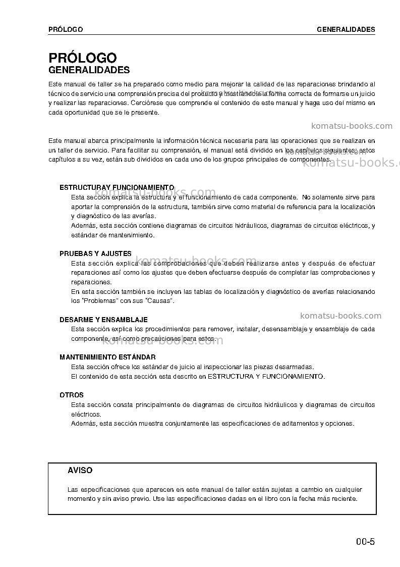 Komatsu d375a-5jpn-vhms Reparación y mantenimiento cover Page 7