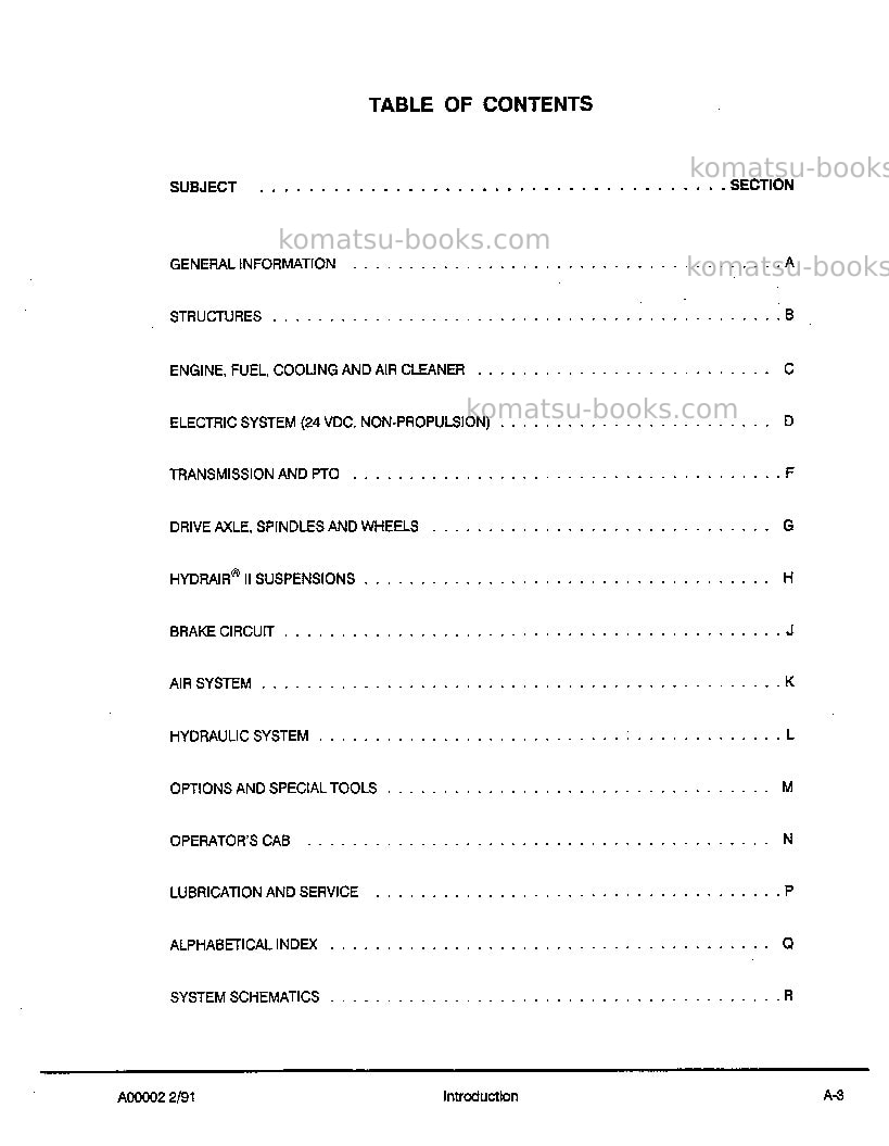 Komatsu 325musa Repair & maintenance cover Page 7 Komatsu 325musa Repair & maintenance cover Page 7