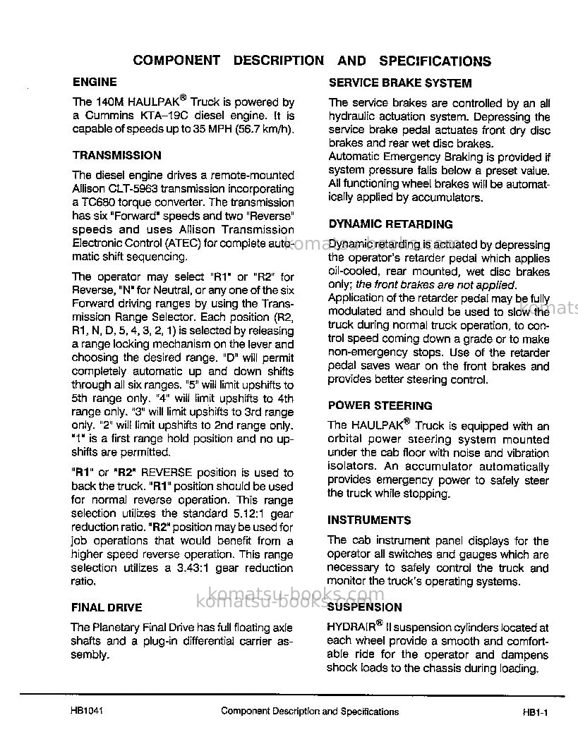 Komatsu 140musa Operation manual cover Page 7 Komatsu 140musa Operation manual cover Page 7