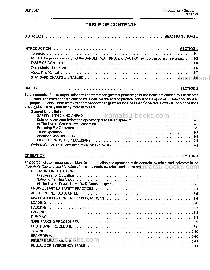 Komatsu 330musa-sa12v140z-1 eng Operation manual cover Page 7 Komatsu 330musa-sa12v140z-1 eng Operation manual cover Page 7