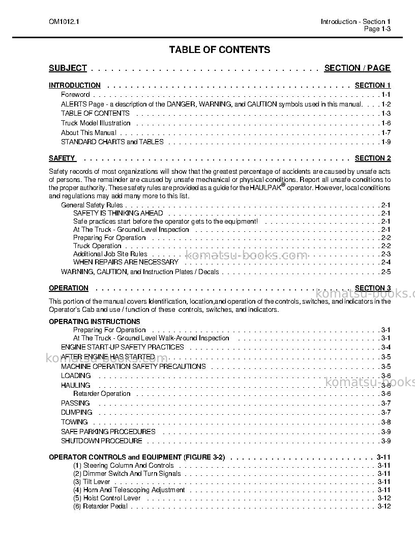 Komatsu 210musa Operation manual cover Page 7 Komatsu 210musa Operation manual cover Page 7
