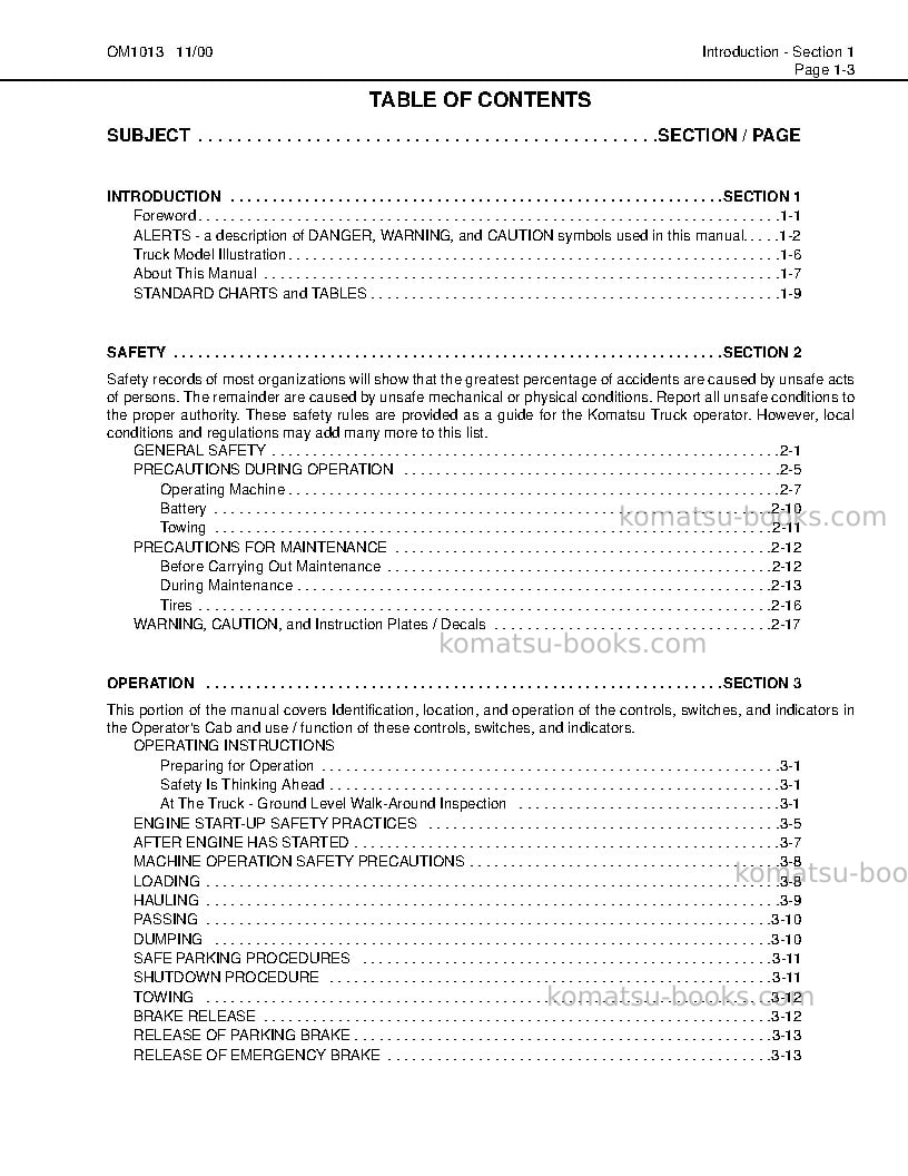 Komatsu 330musa-sa12v140z-1 eng Operation manual cover Page 7 Komatsu 330musa-sa12v140z-1 eng Operation manual cover Page 7