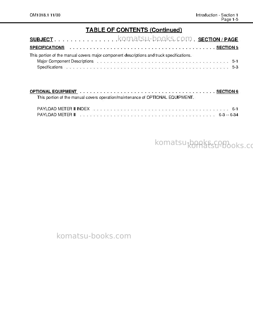 Komatsu 330musa-sa12v140z-1 eng Operation manual cover Page 7 Komatsu 330musa-sa12v140z-1 eng Operation manual cover Page 7