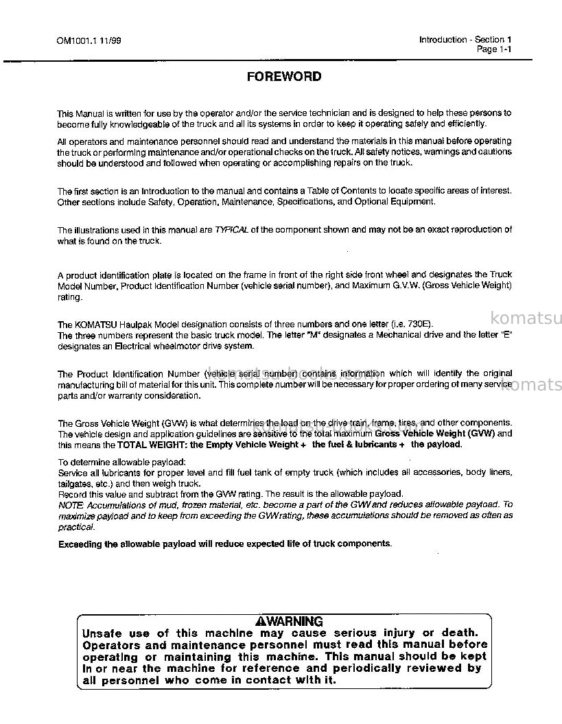 Komatsu 730eusa Operation manual cover Page 7