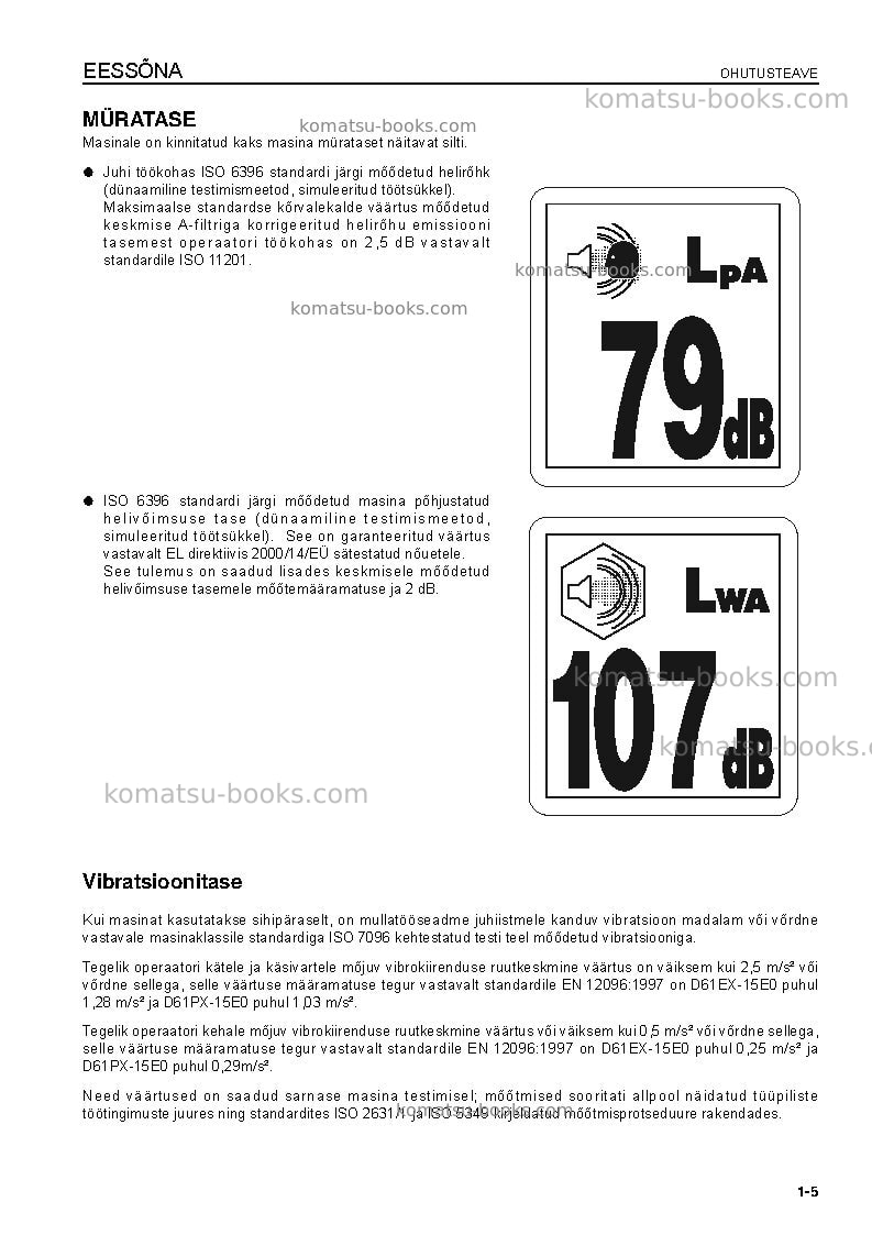 Komatsu d61ex-15bra-e0 Operation manual cover Page 7