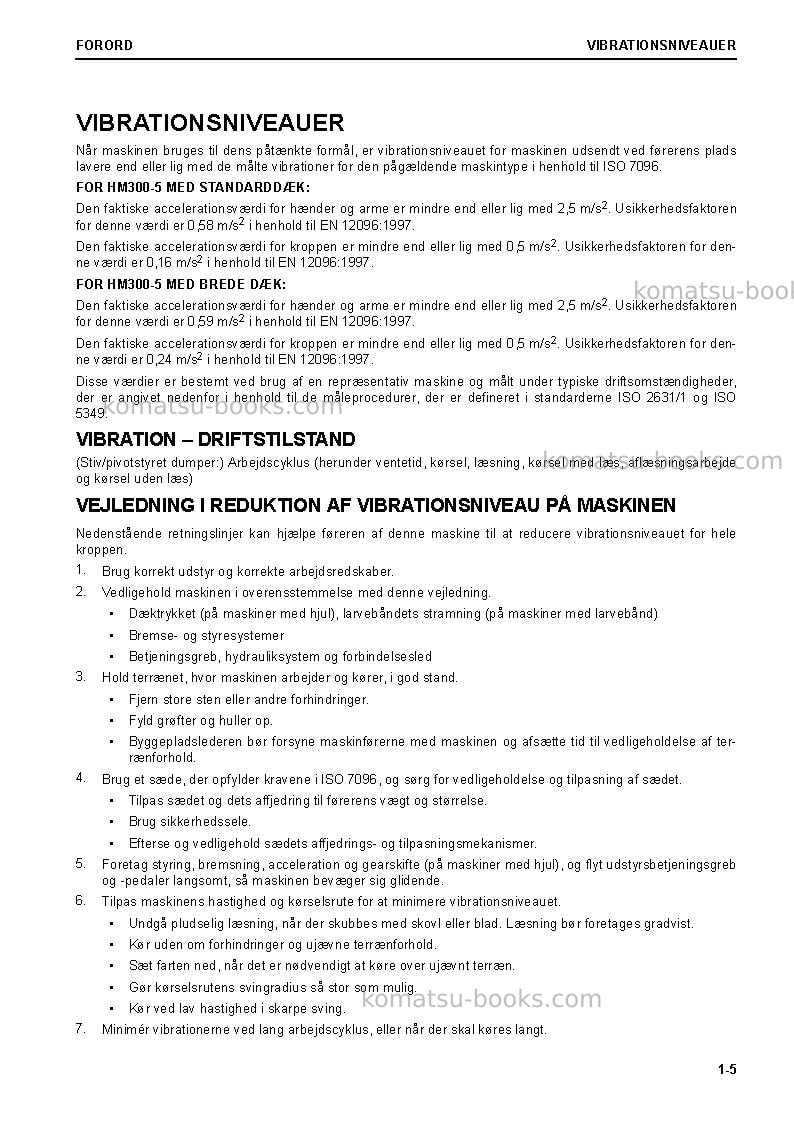 Komatsu hm300-5jpn Operation manual cover Page 7 Komatsu hm300-5jpn Operation manual cover Page 7