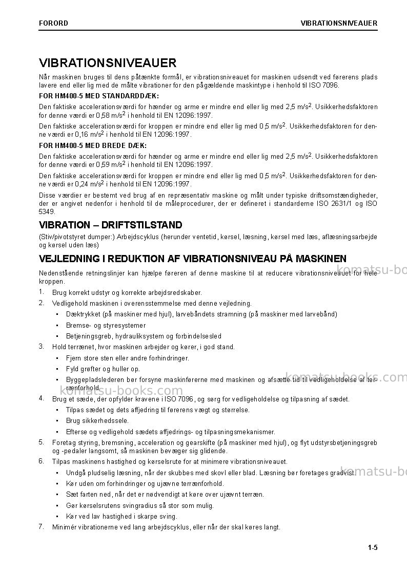 Komatsu hm400-5jpn Operation manual cover Page 7 Komatsu hm400-5jpn Operation manual cover Page 7