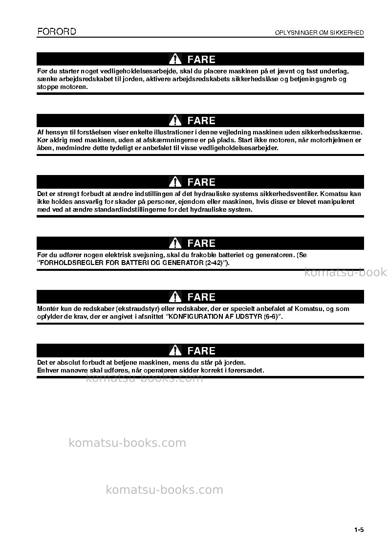 Komatsu pc09-1ita Operation manual cover Page 7 Komatsu pc09-1ita Operation manual cover Page 7