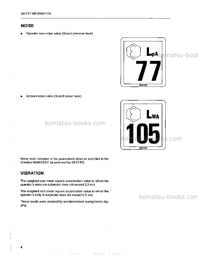 Komatsu pc210-6gbr-k Operation manual cover Page 7 Komatsu pc210-6gbr-k Operation manual cover Page 7