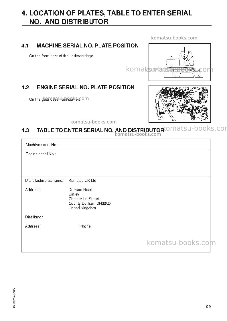 Komatsu pw130es-6gbr-k Operation manual cover Page 7