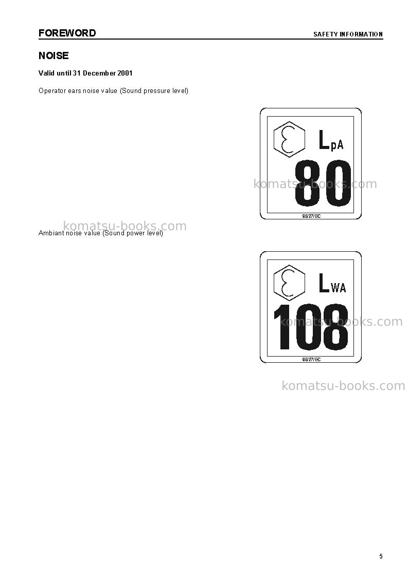 Komatsu d41p-6jpn Operation manual cover Page 7 Komatsu d41p-6jpn Operation manual cover Page 7