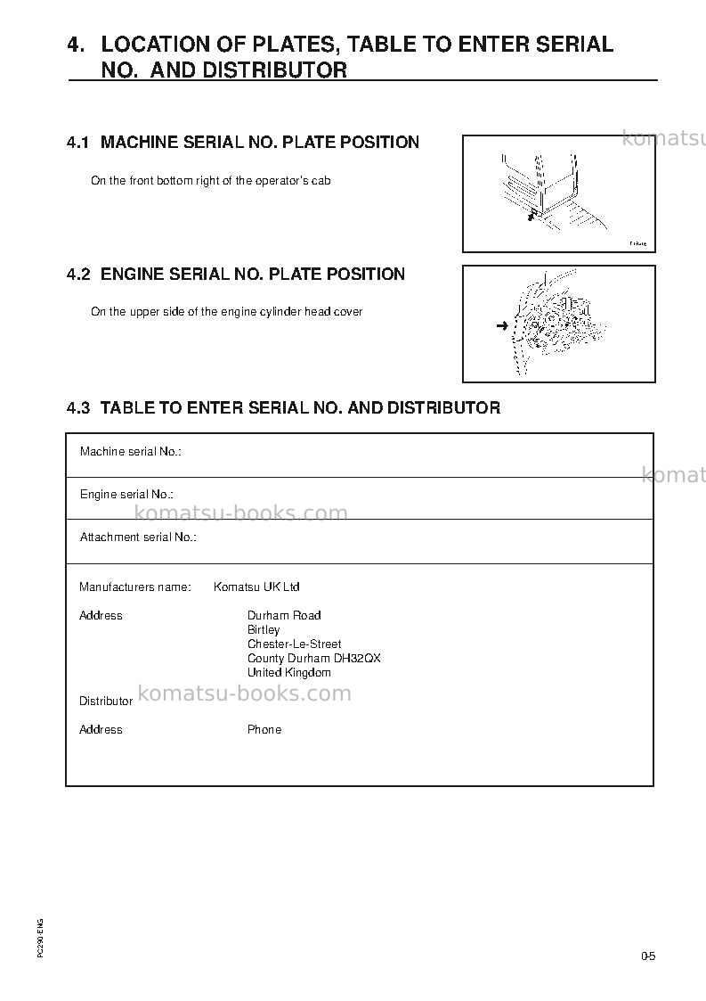 Komatsu pc290lc-6gbr-k Operation manual cover Page 7 Komatsu pc290lc-6gbr-k Operation manual cover Page 7