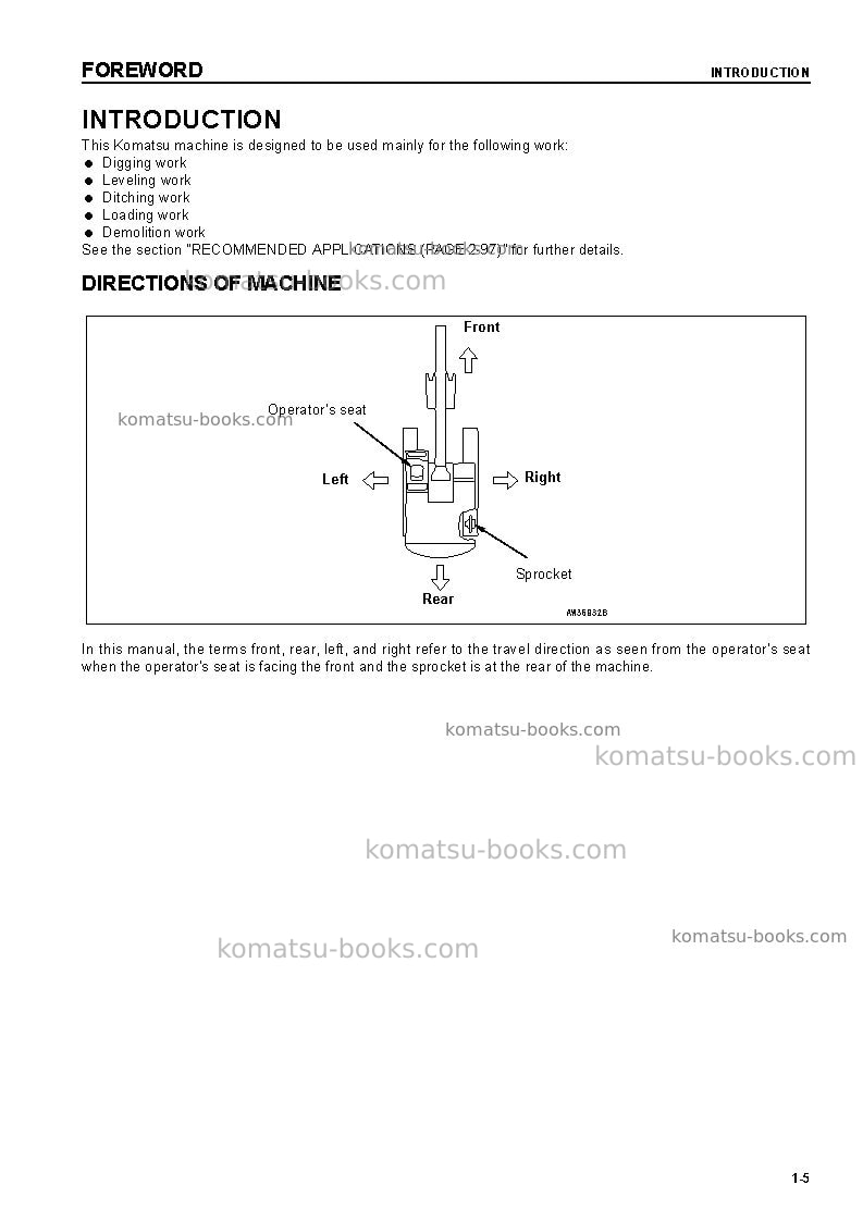 Komatsu pc800se-6jpn Operation manual cover Page 7 Komatsu pc800se-6jpn Operation manual cover Page 7