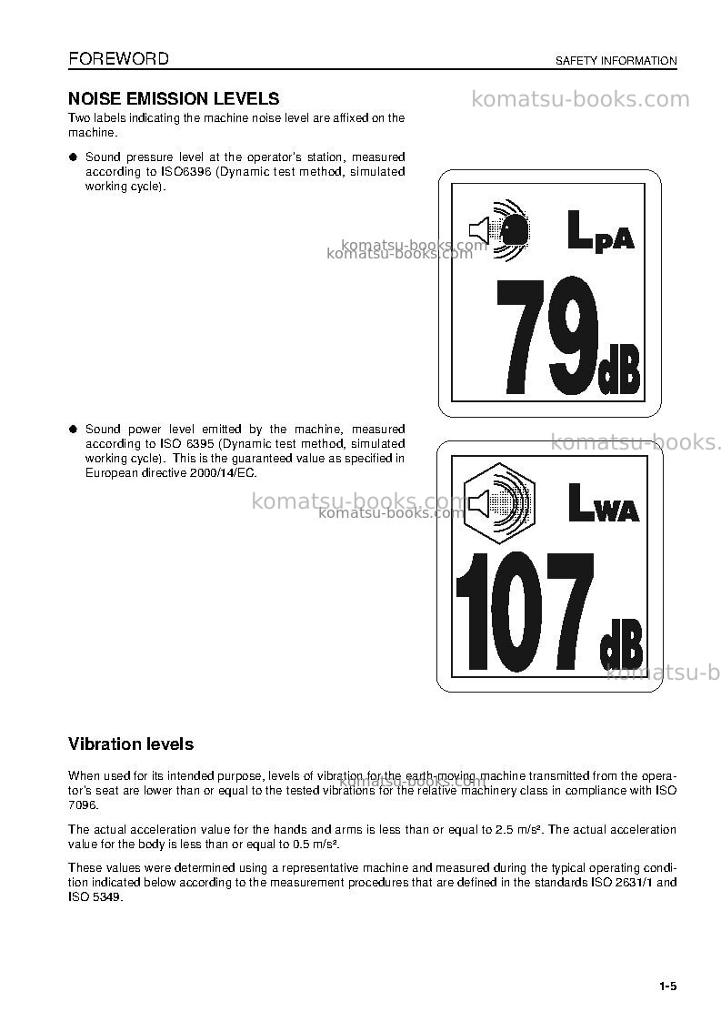Komatsu d61ex-15bra Operation manual cover Page 7