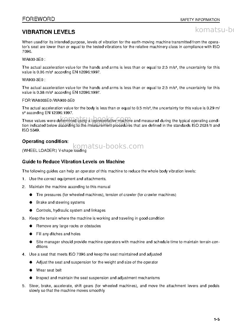 Komatsu wa800-3jpn-e0 Operation manual cover Page 7 Komatsu wa800-3jpn-e0 Operation manual cover Page 7