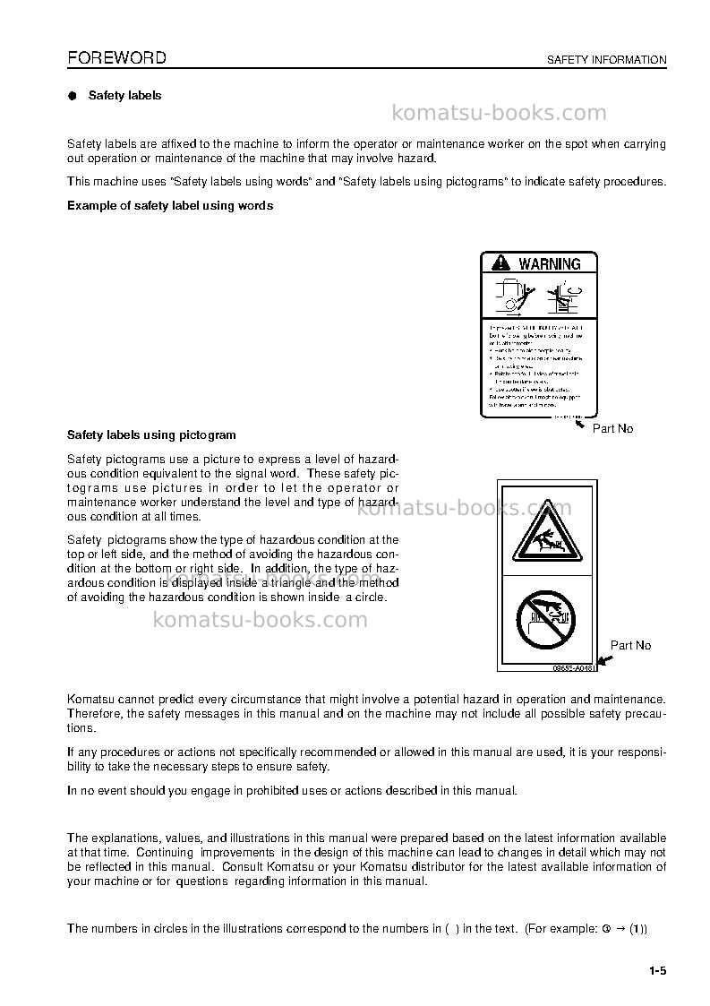 Komatsu hb205-1jpn Operation manual cover Page 7