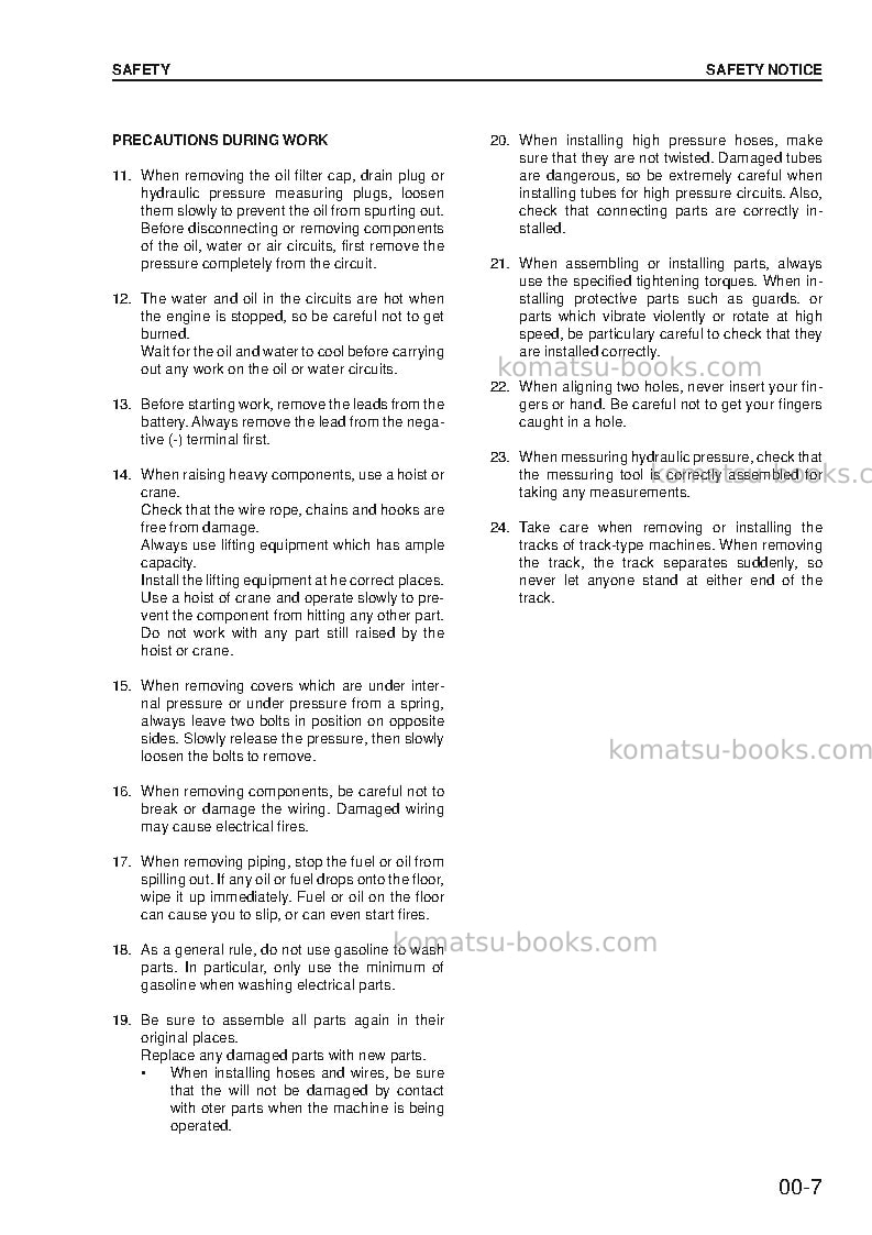 Komatsu pc210lc-6gbr-k Repair & maintenance cover Page 7 Komatsu pc210lc-6gbr-k Repair & maintenance cover Page 7