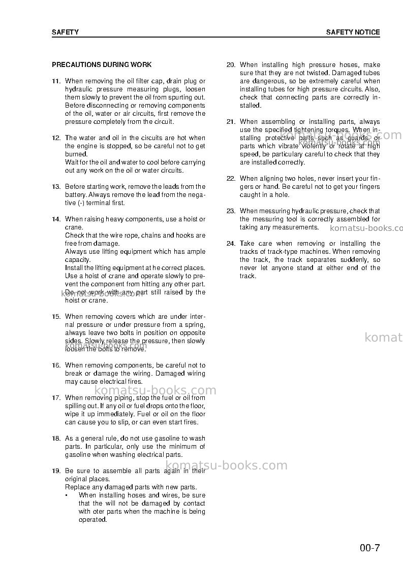 Komatsu pc290lc-6gbr-k Repair & maintenance cover Page 7 Komatsu pc290lc-6gbr-k Repair & maintenance cover Page 7