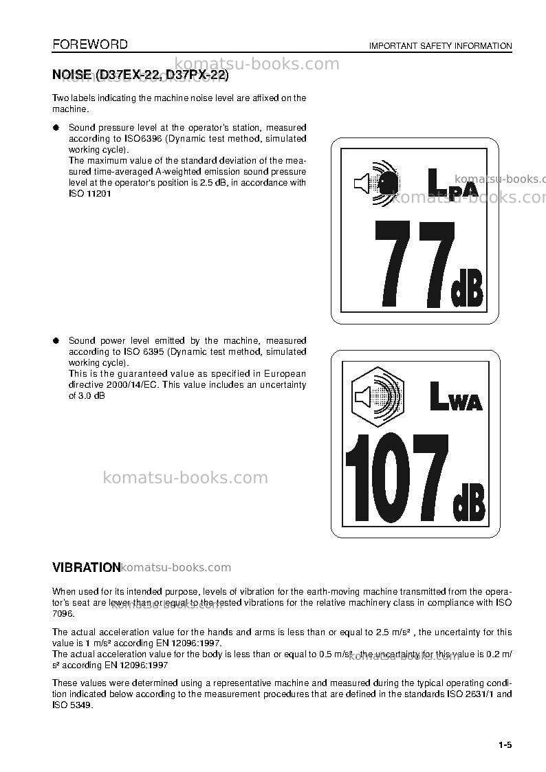 Komatsu d37px-22jpn-for eu Operation manual cover Page 7