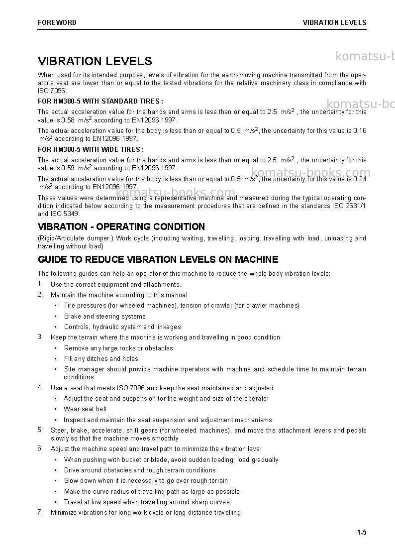 Komatsu hm300-5jpn Operation manual cover Page 7 Komatsu hm300-5jpn Operation manual cover Page 7