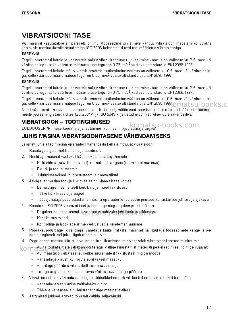 Komatsu d85px-18jpn Operation manual cover Page 7 Komatsu d85px-18jpn Operation manual cover Page 7