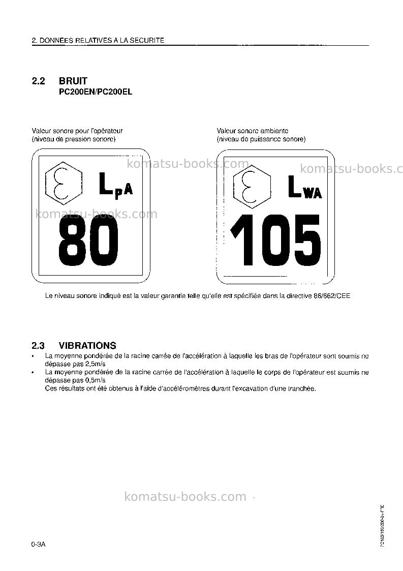 Komatsu pc200el-6gbr-k Manuel d'utilisation couverture Page 7 Komatsu pc200el-6gbr-k Manuel d'utilisation couverture Page 7