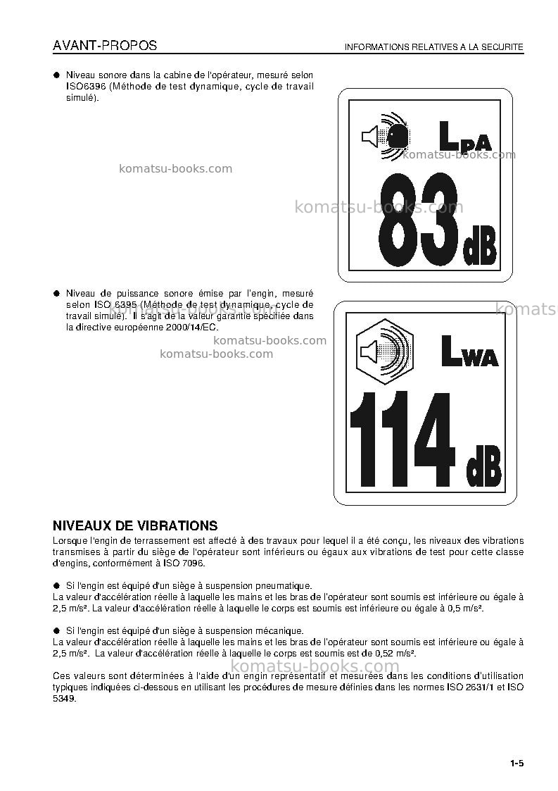 Komatsu d275ax-5jpn Manuel d'utilisation couverture Page 7