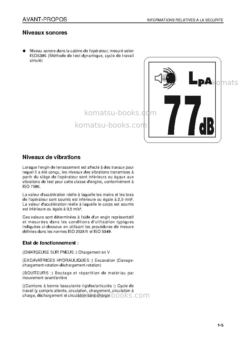 Komatsu hd465-7jpn Manuel d'utilisation couverture Page 7 Komatsu hd465-7jpn Manuel d'utilisation couverture Page 7
