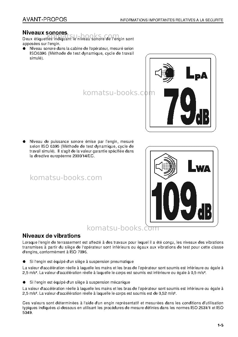 Komatsu d85ex-15jpn-e0, for eu Manuel d'utilisation couverture Page 7 Komatsu d85ex-15jpn-e0, for eu Manuel d'utilisation couverture Page 7