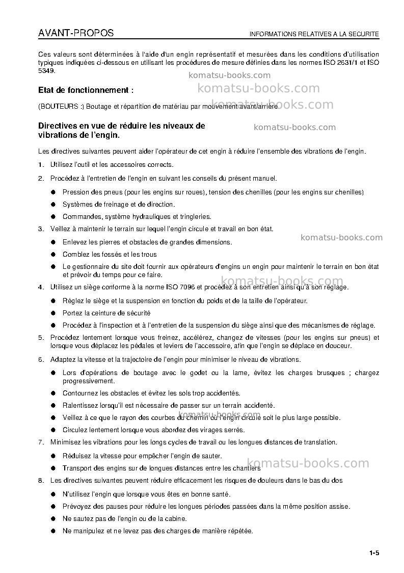 Komatsu d155ax-6jpn-for eu Manuel d'utilisation couverture Page 7 Komatsu d155ax-6jpn-for eu Manuel d'utilisation couverture Page 7