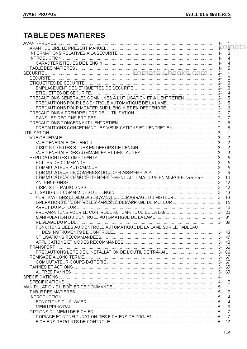Komatsu d61exi-23jpn Manuel d'utilisation couverture Page 7 Komatsu d61exi-23jpn Manuel d'utilisation couverture Page 7