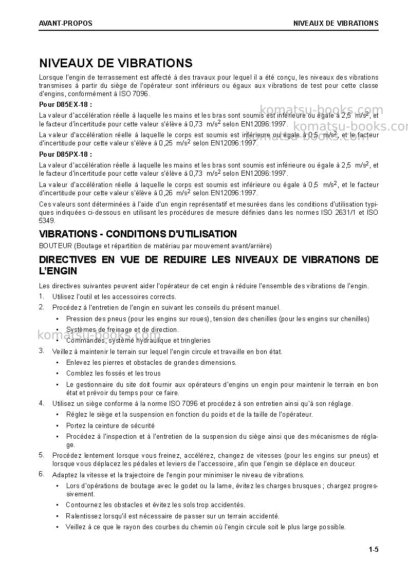 Komatsu d85ex-18jpn Manuel d'utilisation couverture Page 7 Komatsu d85ex-18jpn Manuel d'utilisation couverture Page 7