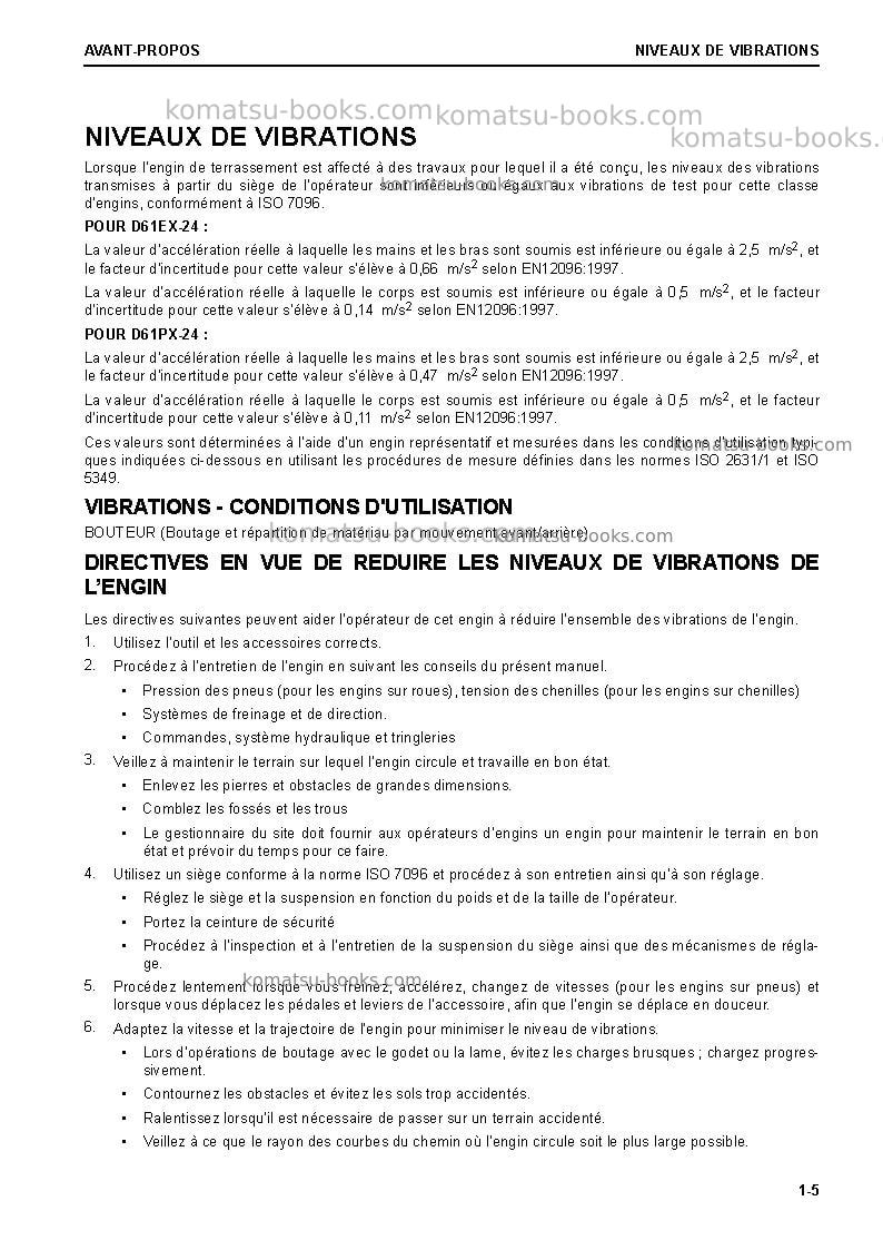 Komatsu d61ex-24jpn Manuel d'utilisation couverture Page 7 Komatsu d61ex-24jpn Manuel d'utilisation couverture Page 7